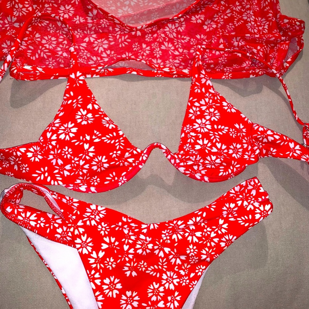 Triple Floral Bikini Set